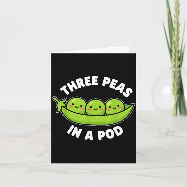 Funny Three Peas In A D Cute Kawaii  Card (Front)