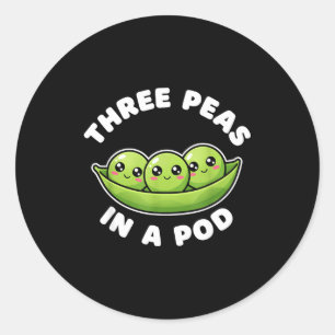 Funny Three Peas In A D Cute Kawaii Classic Round Sticker