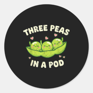Funny Three Peas In A D Cute Kawaii  Classic Round Sticker