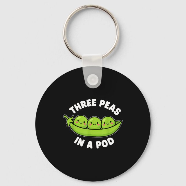 Funny Three Peas In A D Cute Kawaii  Key Ring (Front)