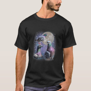 Funny Three Pigeon Retro Funny Pigeons Howling At  T-Shirt