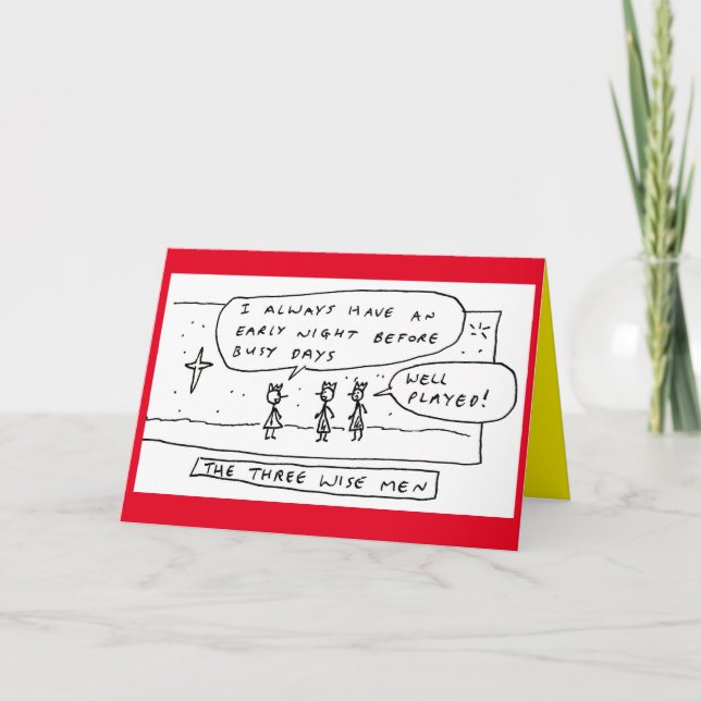 Funny Three Wise Men Cartoon Joke Holiday Card (Front)