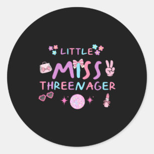 Funny threenager happy 3rd bday party 3 years old classic round sticker