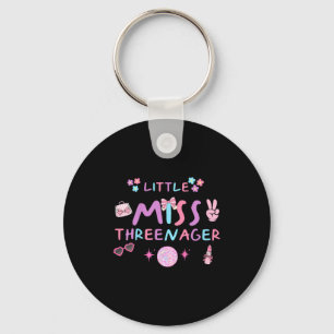 Funny threenager happy 3rd bday party 3 years old key ring