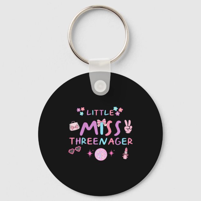Funny threenager happy 3rd bday party 3 years old key ring (Front)