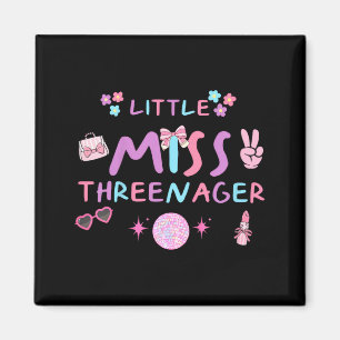 Funny threenager happy 3rd bday party 3 years old magnet