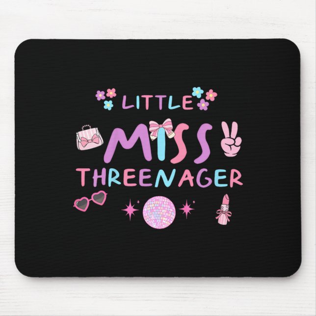 Funny threenager happy 3rd bday party 3 years old mouse mat (Front)