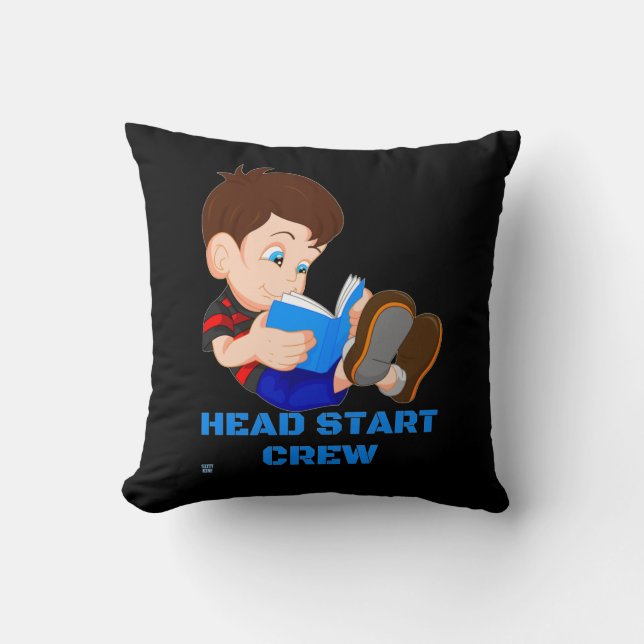 funny throw pillow "HEAD START CREW" (Front)