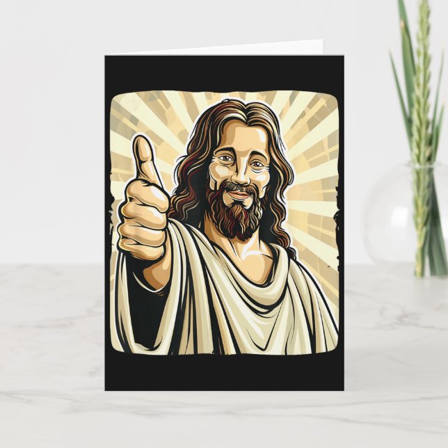 Funny Thumb Up With Jesus Christ Costume  Card (Front)