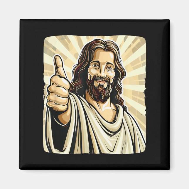 Funny Thumb Up With Jesus Christ Costume  Magnet (Front)