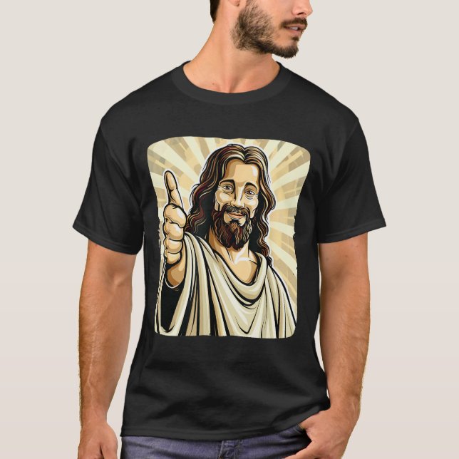 Funny Thumb Up With Jesus Christ Costume  T-Shirt (Front)