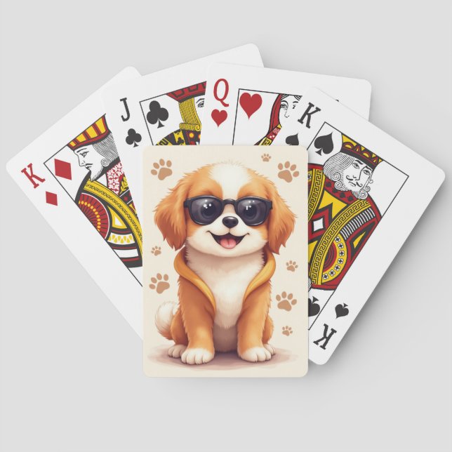 Funny Tibetan Spaniel Kawaii Dog Playing Cards (Back)