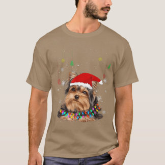 Funny Tibetan Terrier Dog Santa Hat Christmas Ligh T-Shirt