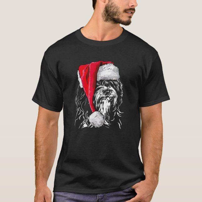 Funny Tibetan Terrier Santa Christmas dog mom gift T-Shirt (Front)