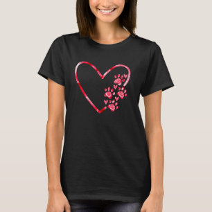 Funny Tie Dye Cat Dog Paw Prints Heart Happy Valen T-Shirt