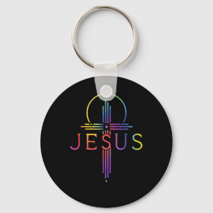 Funny Tie Dye Jesus Christ Cross Christian Gift  Key Ring