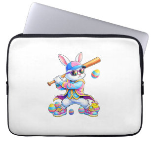 Funny Tie Dye Rabbit Baseball Easter Bunny Men Boy Laptop Sleeve