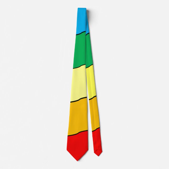 Funny Tie Red Orange Yellow Green Blue Stripes (Front)