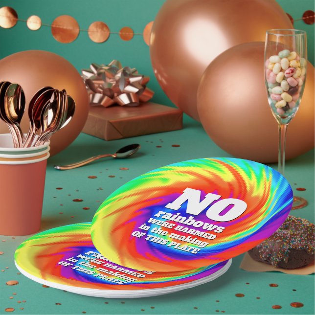 Funny TieDye No Rainbows Were Harmed ... Paper Plate (Multi)