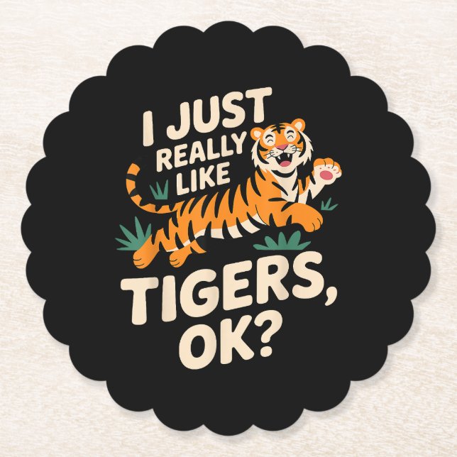 Funny Tiger Art for Men Women Boys Girls Animal Ti Paper Coaster (Front)