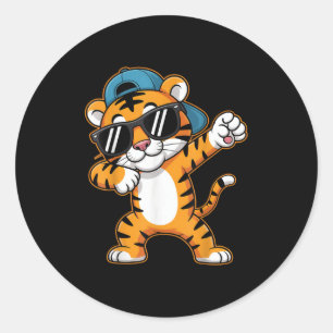 Funny Tiger Boys Kid Girls Toddler Tiger Lover Dab Classic Round Sticker