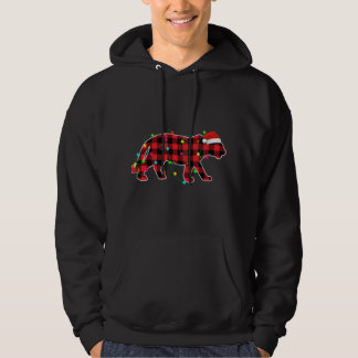 Funny Tiger Christmas Tree Red Plaid Xmas Animals  Hoodie
