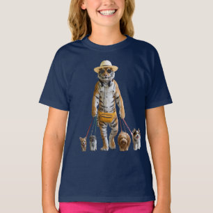 Funny Tiger Dog Walker Kids' T-Shirt