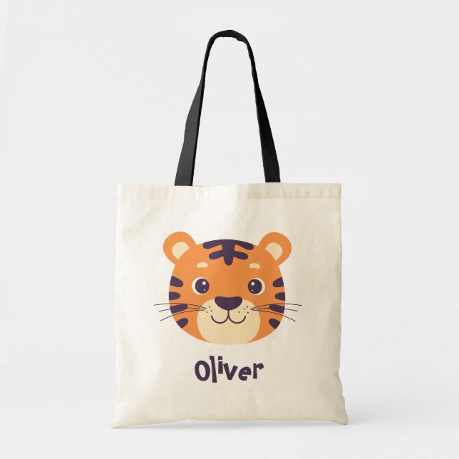 Funny Tiger Face Tote Bag (Front)