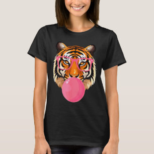 Funny Tiger Gles Blowing Bubble Gum Cute Tiger Fac T-Shirt