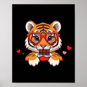 Funny Tiger Heart Chocolate Valentine Tiger Womens Poster