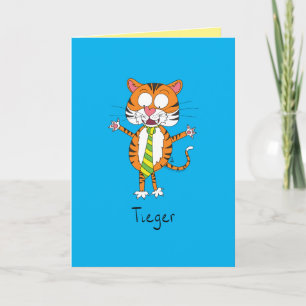 Funny Tiger in a Tie Cartoon Kids Card