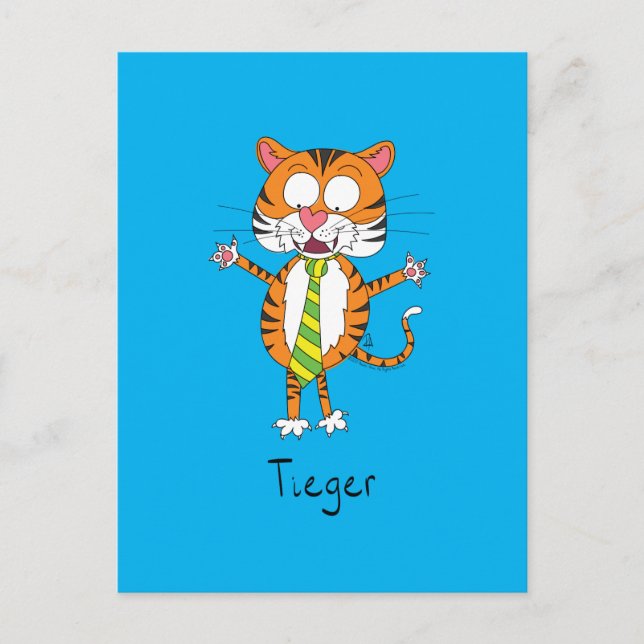 Funny Tiger in a Tie Cartoon Kids Postcard (Front)