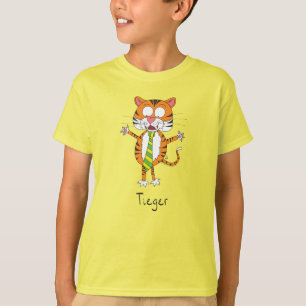 Funny Tiger in a Tie Cartoon Kids T-Shirt