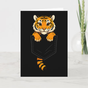 Funny Tiger Peeking In Cket Animal Lover Men Women Card