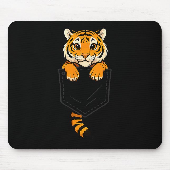 Funny Tiger Peeking In Cket Animal Lover Men Women Mouse Mat (Front)