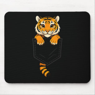 Funny Tiger Peeking In Pocket Animal Lover Men Wom Mouse Mat