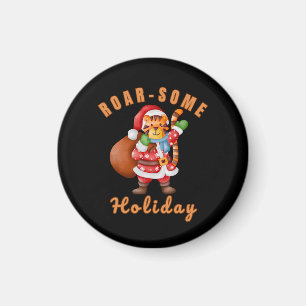 Funny Tiger Santa Christmas Roar some Holiday Magnet