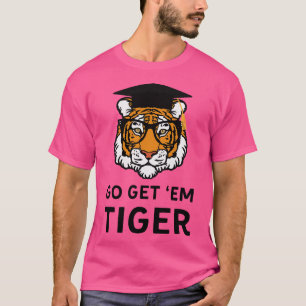 Funny Tiger with Glasses and Graduation Cap T-Shirt