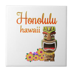 Funny Tiki Honolulu Hawaii Tile
