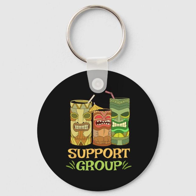 Funny Tiki R Support Group Gift Hawaiian Island Va Key Ring (Front)