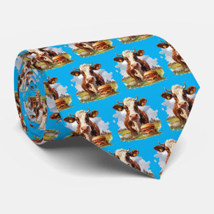Funny tiled cow lovers pattern tie