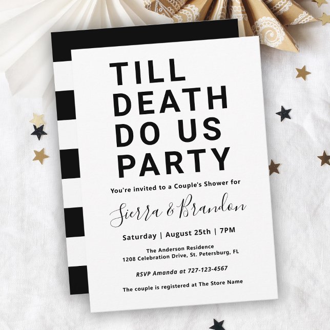 Funny Till Death Do Us Party Couple's Shower Invitation (Creator Uploaded)