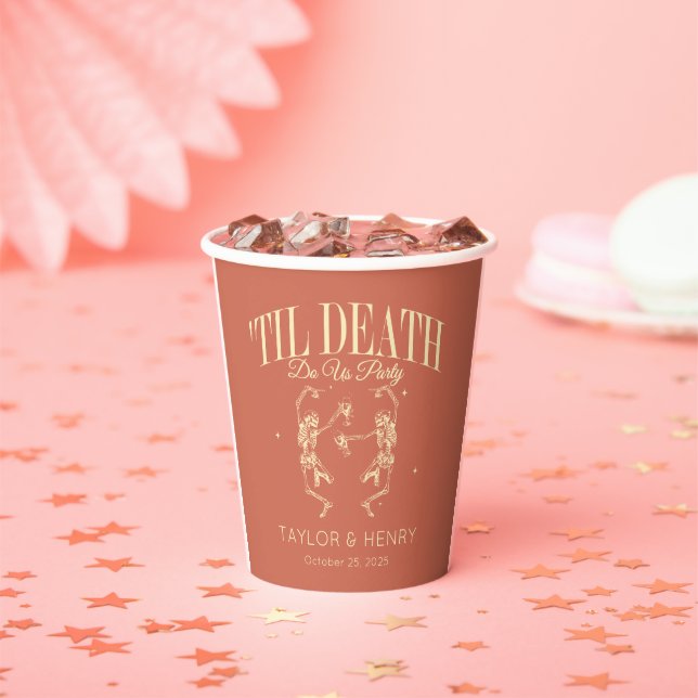 Funny Till Death Do Us Party Wedding Paper Cups (Insitu)
