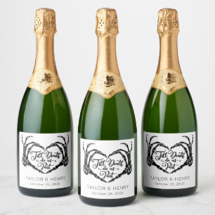 Funny Till Death Do Us Party Wedding Wine Label
