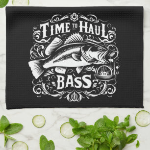 Funny Time to Haul Bass Fishing Boat Tea Towel