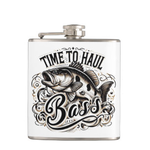 Funny Time to Haul Bass Fishing Hip Flask