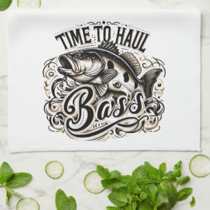 Funny Time to Haul Bass Fishing Tea Towel