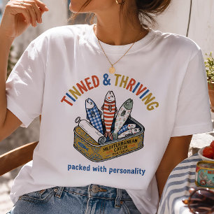 Funny Tinned Fish Sardine Fisherman Core Retro T-Shirt