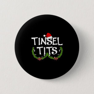 Funny Tinsel Matching Jingle Christmas Couples  6 Cm Round Badge