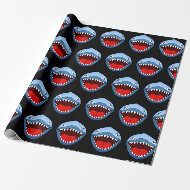 Funny Tiny Shark White Sharp Teeth  Wrapping Paper (Unrolled)